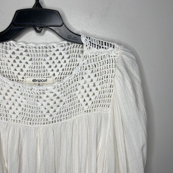 RIPCURL Womens Ivory Crochet Detail Top Flowy 100% Viscose Sz Extra Small XS - Picture 2 of 8